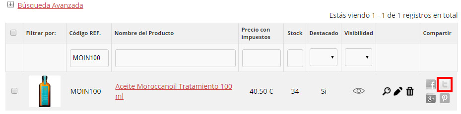 Compartir productos desde tu web