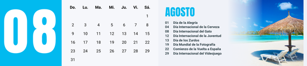 Fechas del mes agosto