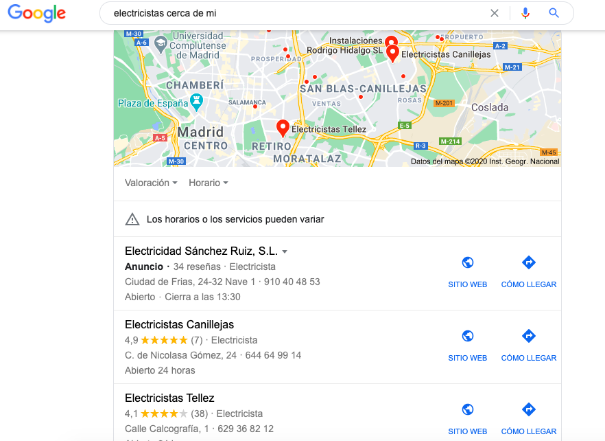 Búsqueda comercial local