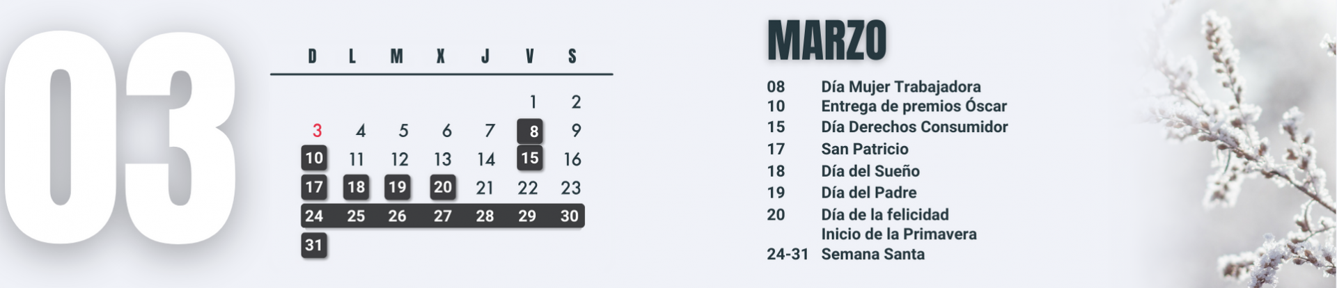 calendario comercial marzo 2024