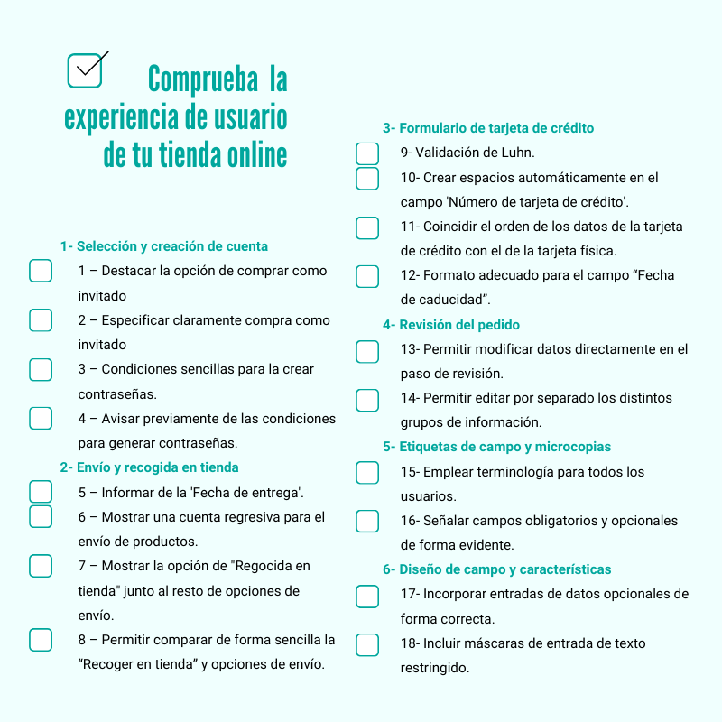 checklist de experiencia del usuario en tu tienda 