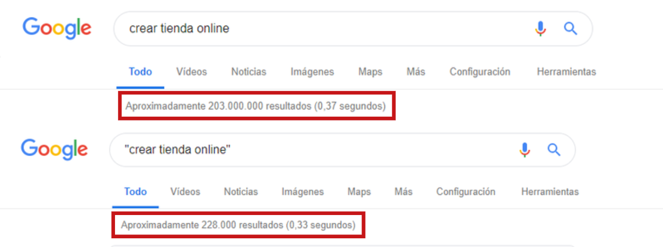 Comandos búsquedas exactas