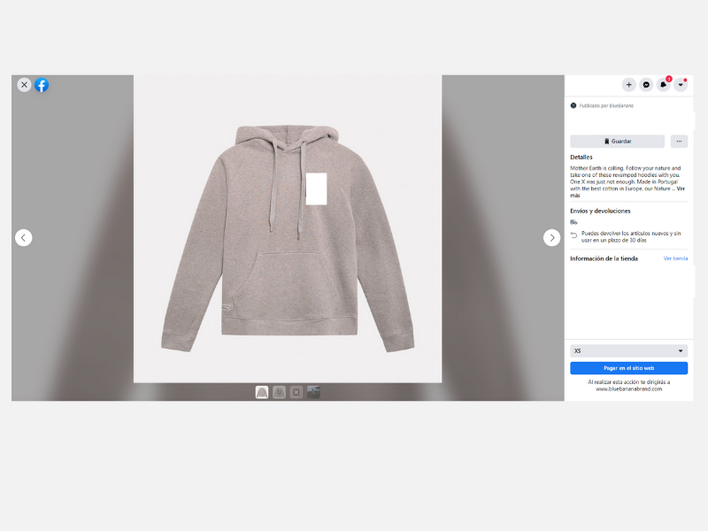 Producto en tienda en Facebook