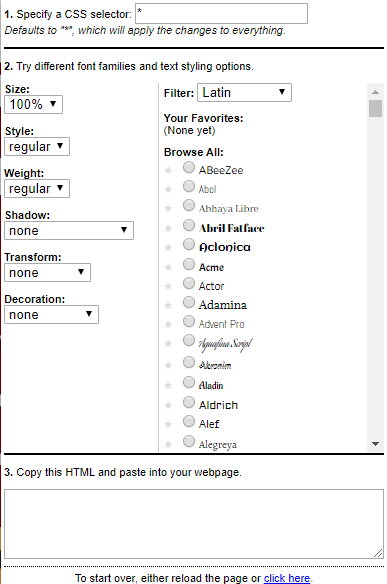 Google Font Previewer para Chrome