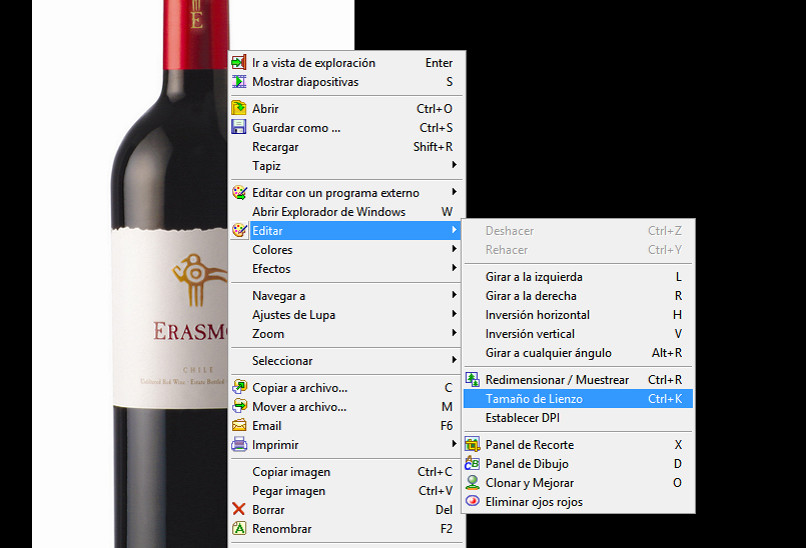Desplegable de Edición de Imagen