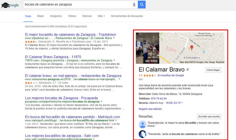 Ficha de empresa en Google