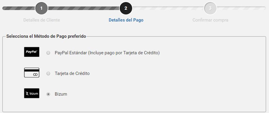 Método de pago para tienda
