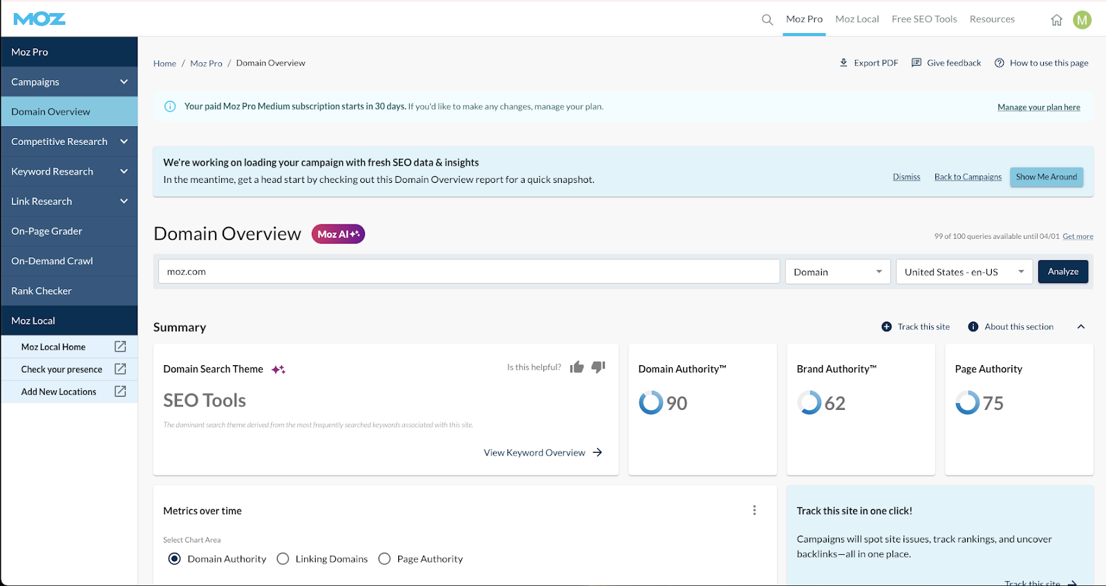 moz dashboard herramienta