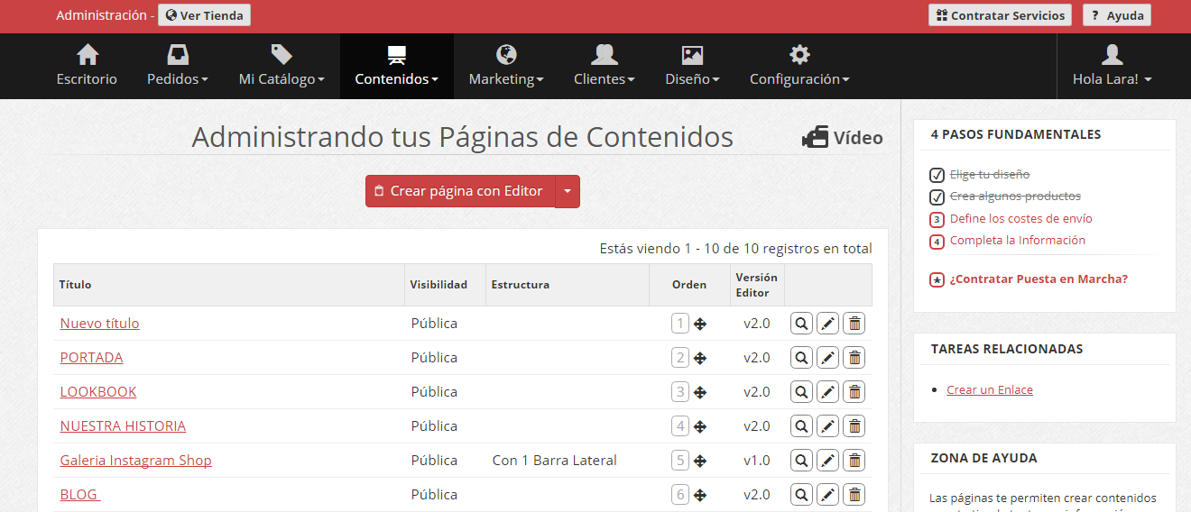 Administrador Páginas de Contenido