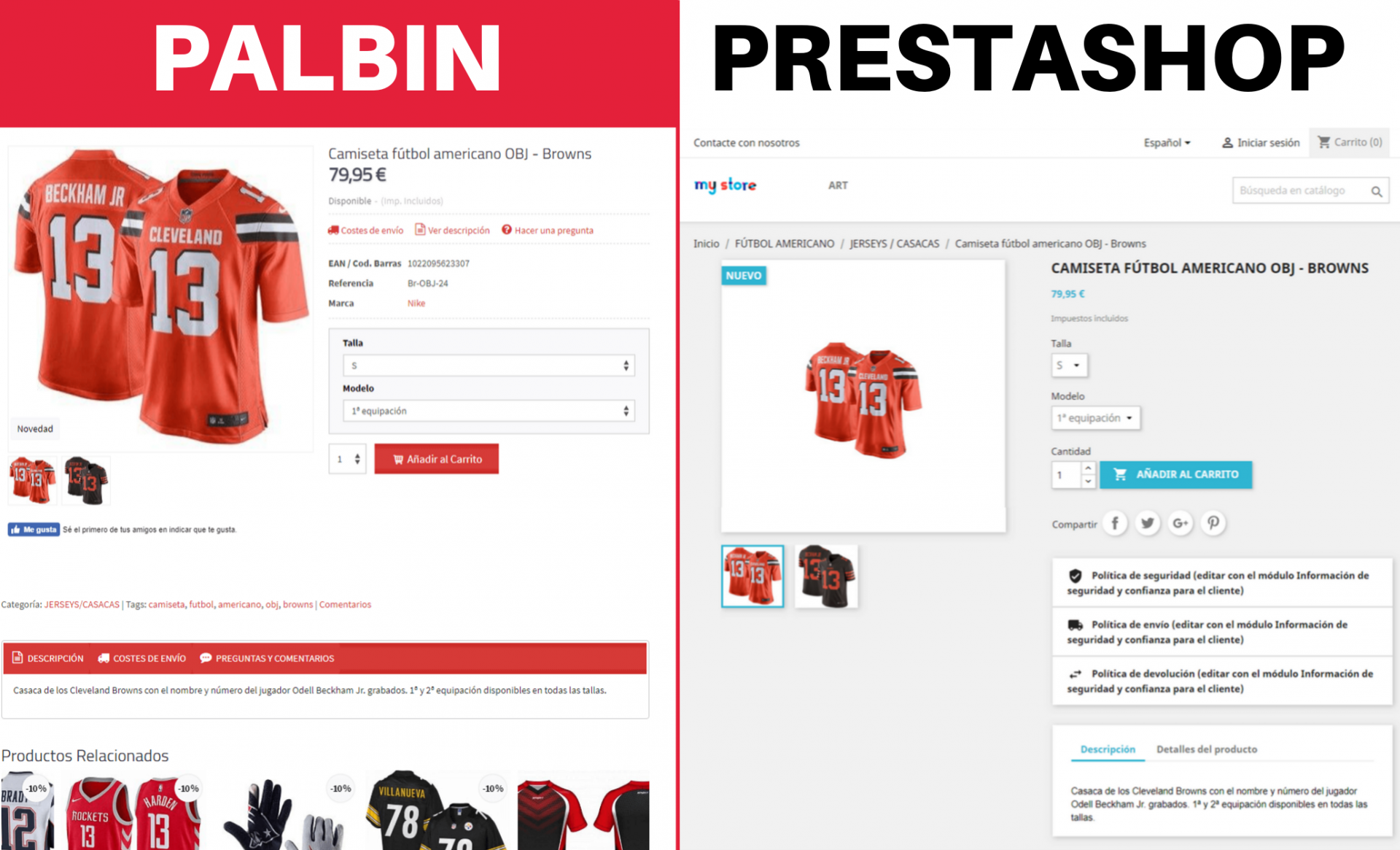 ficha de producto en palbin y prestashop
