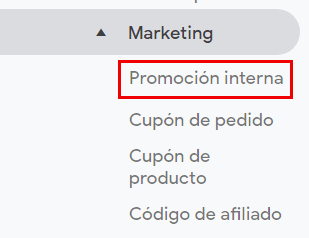 Marketing promoción interna