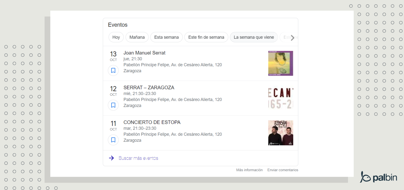 Rich Snippet de Eventos ejemplo