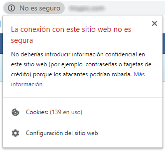 Web sin Certificado de Seguridad instalado