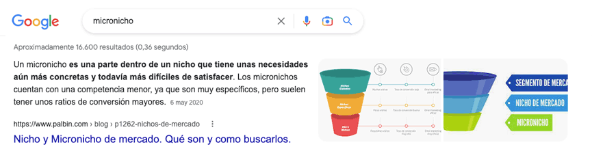Ejemplo de Featured snippet