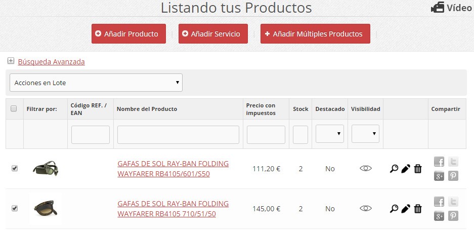 Imagen de acceso a la administración de productos