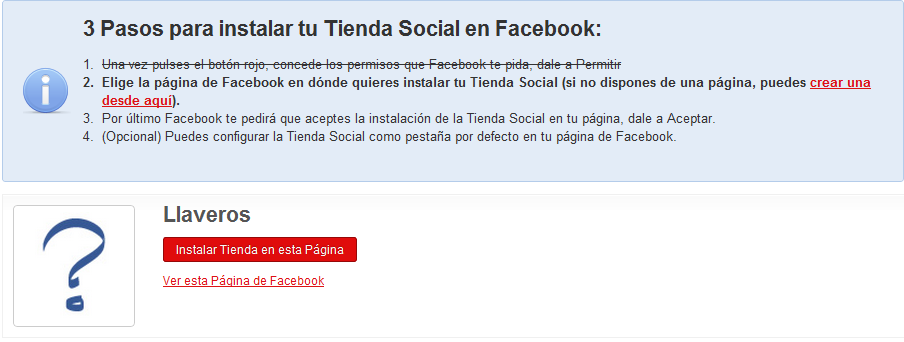 Captura de pantalla de instalación de tienda