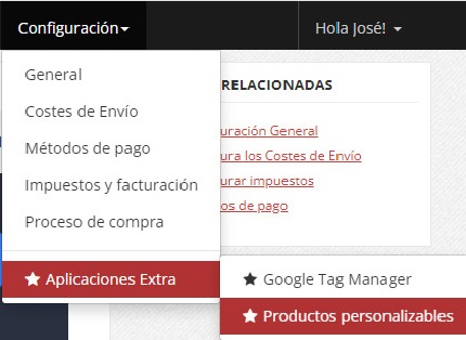 Acceso a las plantillas de Productos Personalizables
