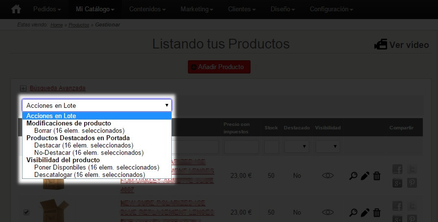 Imagen de acciones en lote 2 Palbin
