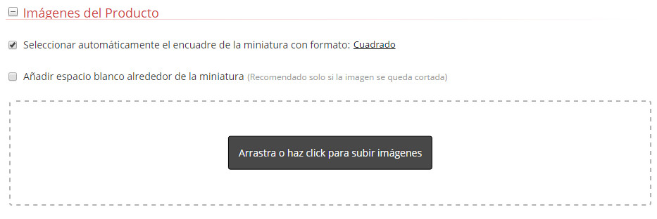 Arrastrar imágenes de productos