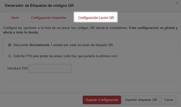 Imagen de configuración de lector QR