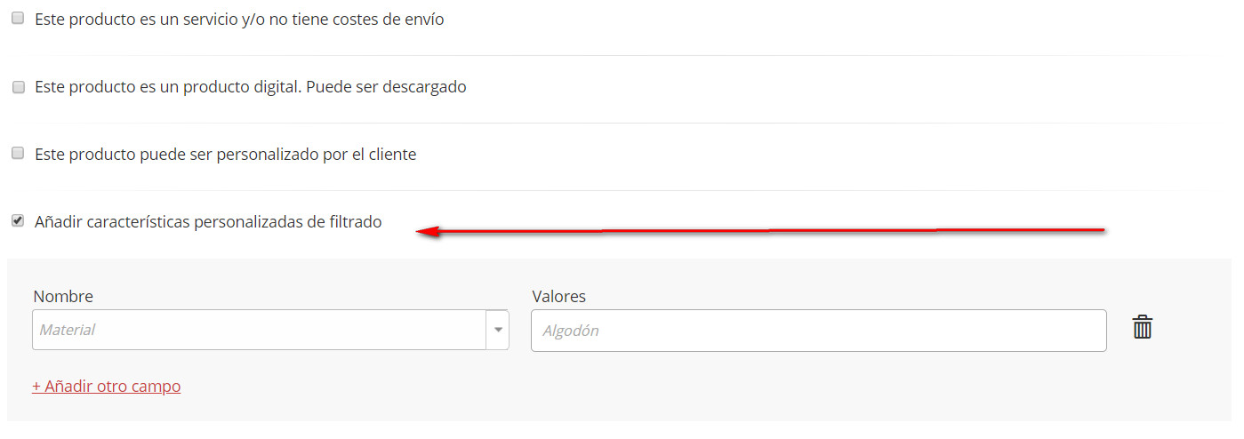 Imagen de características personalizadas para filtrado en Palbin