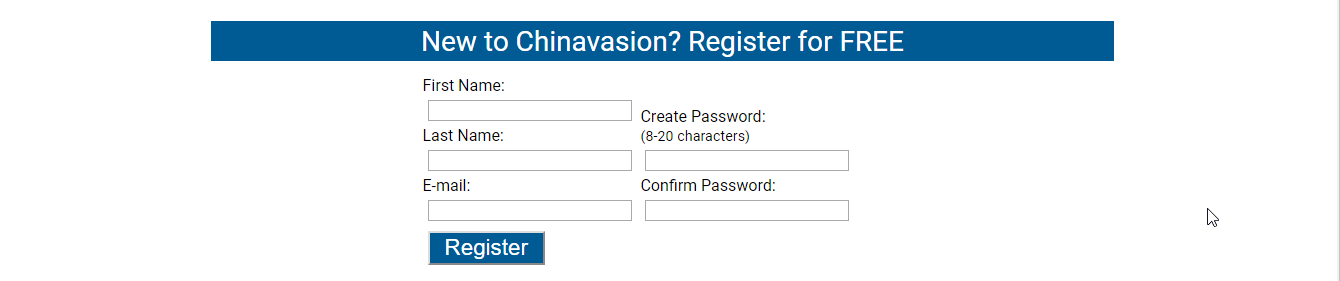 Imagen del formulario de Chinavasion
