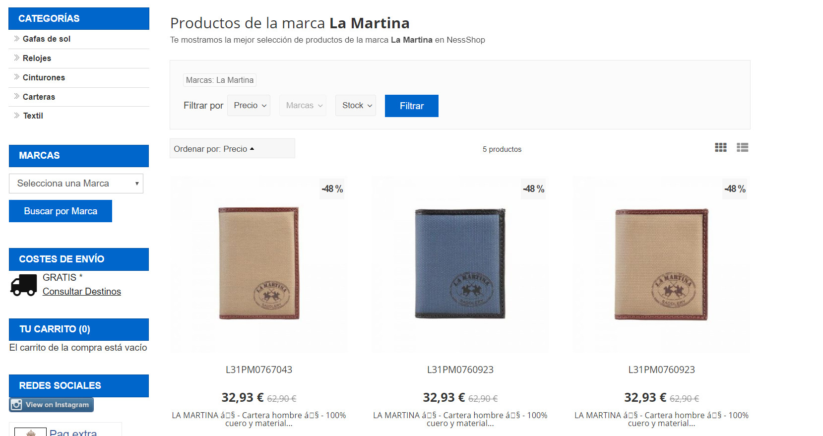 Ejemplo de página de marca para el cliente