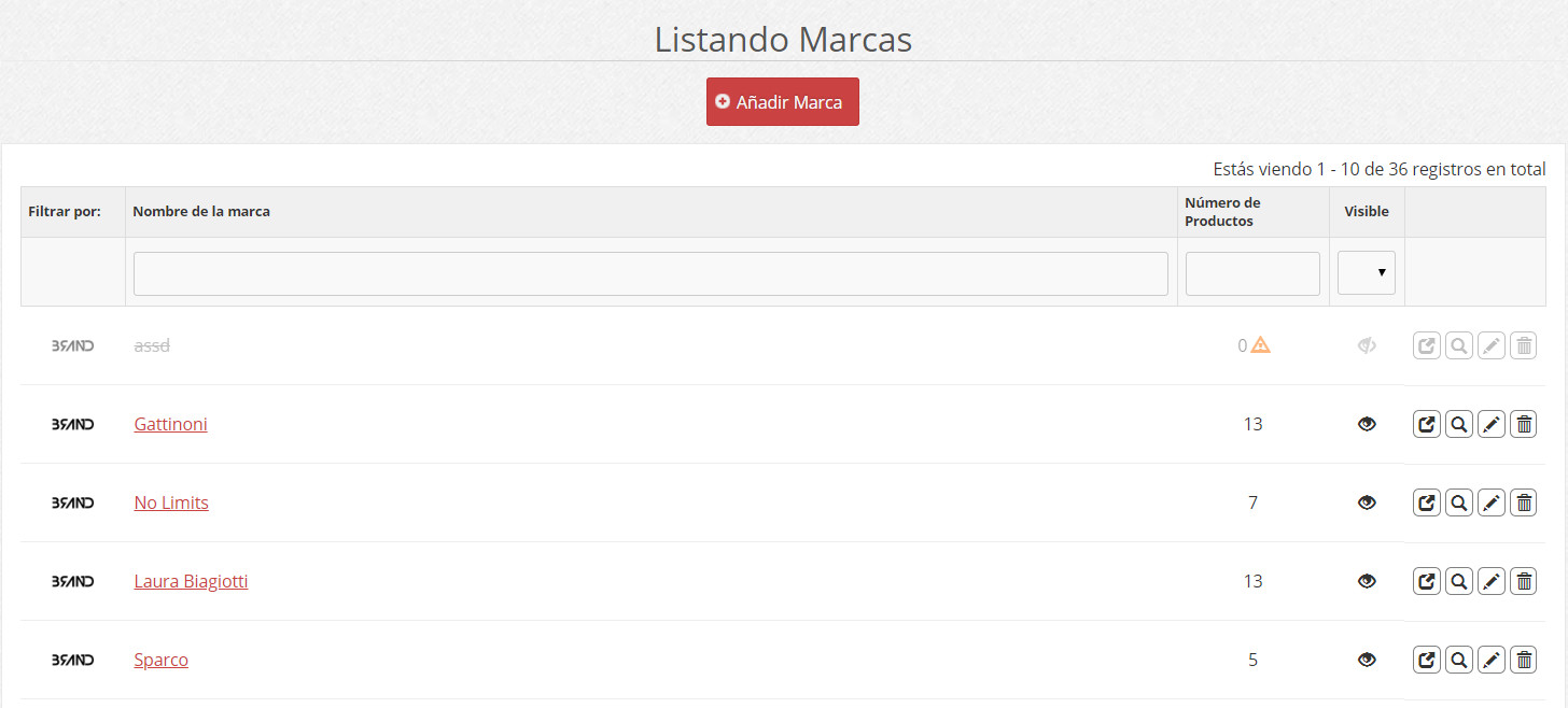 Imagen de listado de marcas