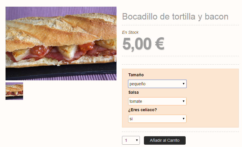 Producto con multivariantes