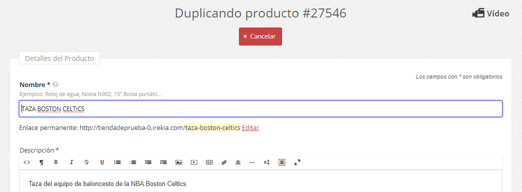 Imagen de producto duplicado