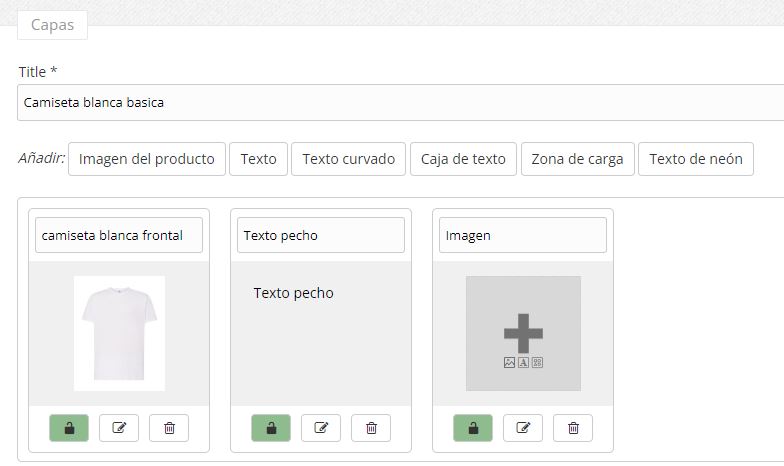 Sección de capas de plantilla de producto