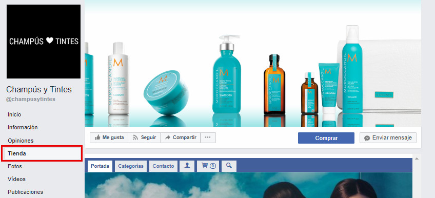 Ejemplo de tienda en Facebook