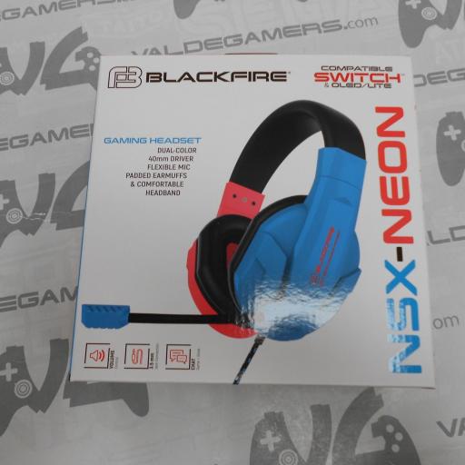 Auriculares Ardistel Blackfire NSX-Neon, De diadema, Con cable, Para Nintendo Switch/ Lite, Azul