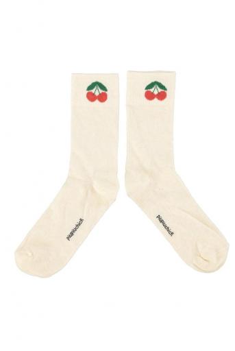 Piupiuchick,socks | ecru w/ cherry print