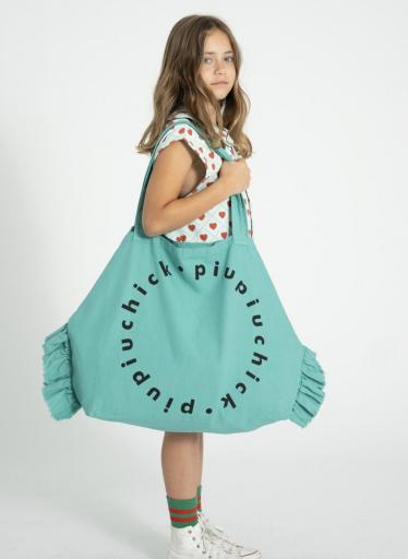 Piupiuchick,XL logo bag w/ frills | turquoise [2]