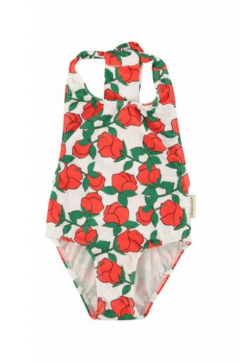 Piupiuchick, swimsuit w/ back bow | ecru w/ red roses [0]