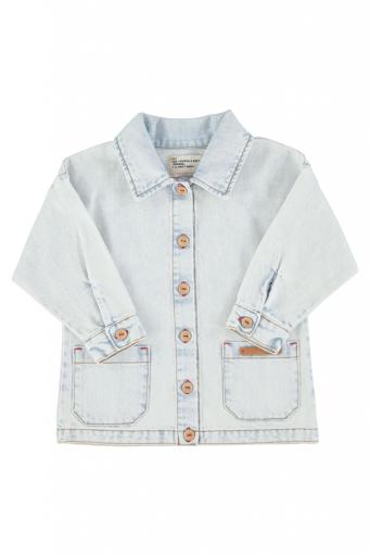 Piupiuchick,jacket | washed light blue denim w/ "peace" print [0]