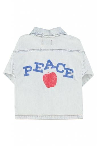 Piupiuchick,jacket | washed light blue denim w/ "peace" print [1]