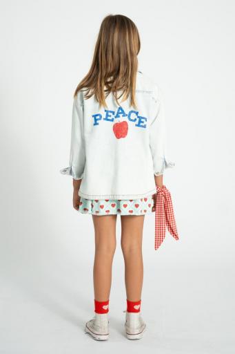 Piupiuchick,jacket | washed light blue denim w/ "peace" print [2]