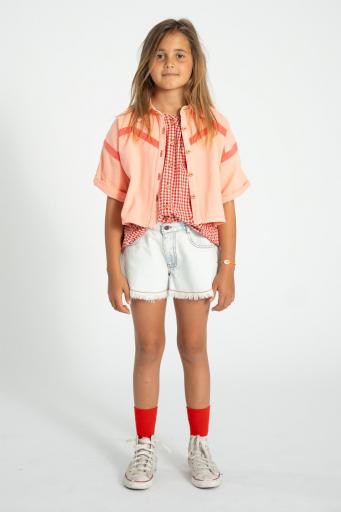 Piupiuchick,Short sleeves jacket | pink w/ pink geometric lines [2]