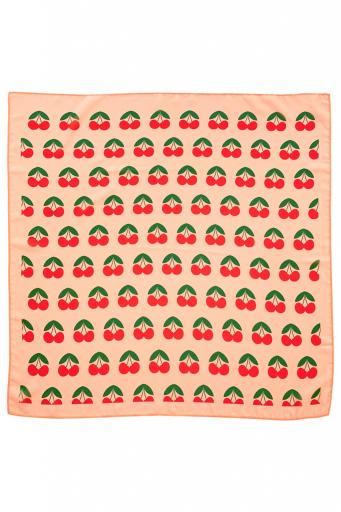 Piupiuchick,silky bandana | coral w/ cherries allover