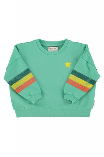 Piupiuchick,sweatshirt | green w/ multicolor stripes