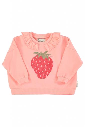 Piupiuchick,sweatshirt w/ collar | light pink w/ strawberry print