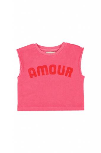Piupiuchick,sleeveless top | pink  w/ "amour" print