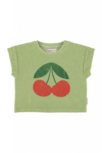 Piupiuchick,t'shirt | light olive w/ cherry print