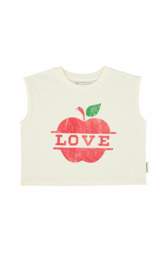 Piupiuchick,sleeveless t´shirt | ecru w/ apple print
