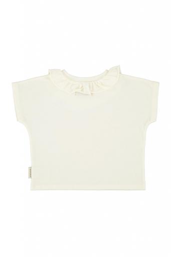 Piupiuchick,t'shirt w/ collar| ecru w/ red heart print