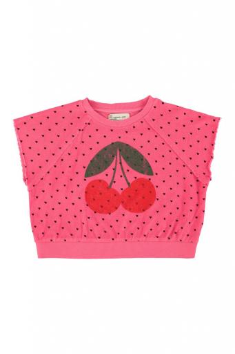 Piupiuchick,sleeveless sweatshirt |pink w/ cherry print