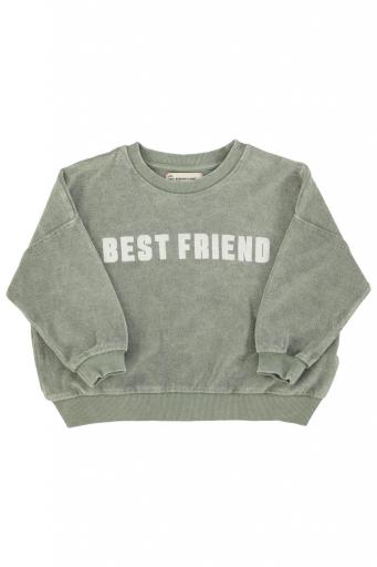 Piupiuchick,sweatshirt | washed green w/ "best friend" print [1]