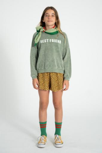 Piupiuchick,sweatshirt | washed green w/ "best friend" print [0]